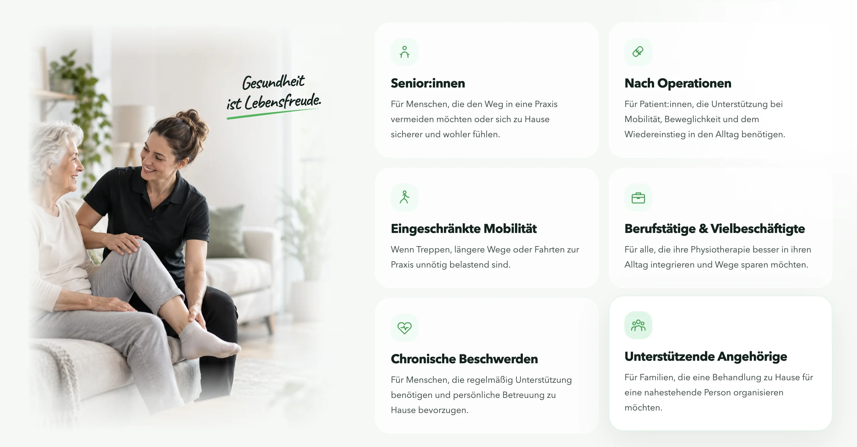 PhysioKommt Zielgruppen und Vorteile der mobilen Physiotherapie
