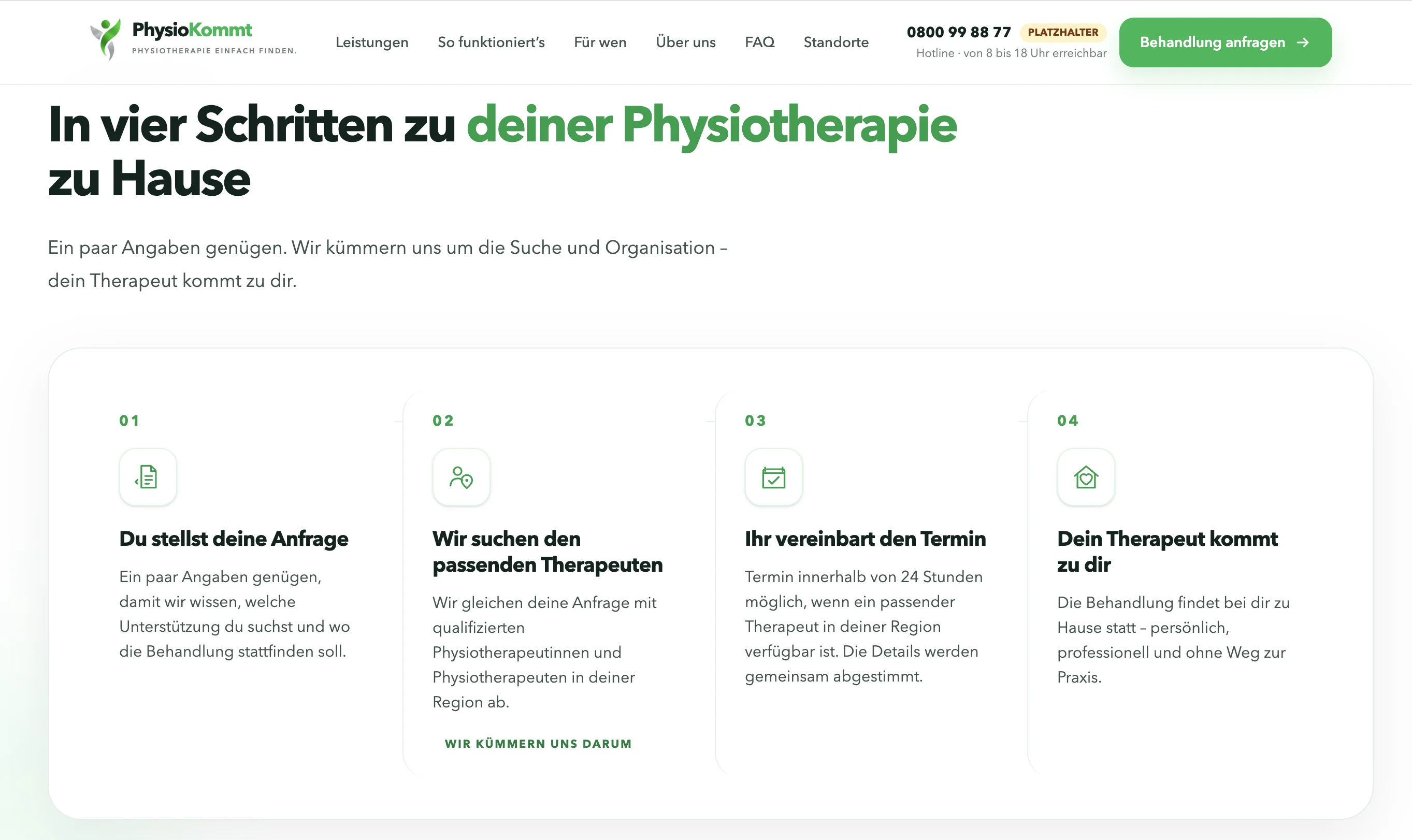 Der PhysioKommt Ablauf von der Anfrage bis zur Behandlung zu Hause
