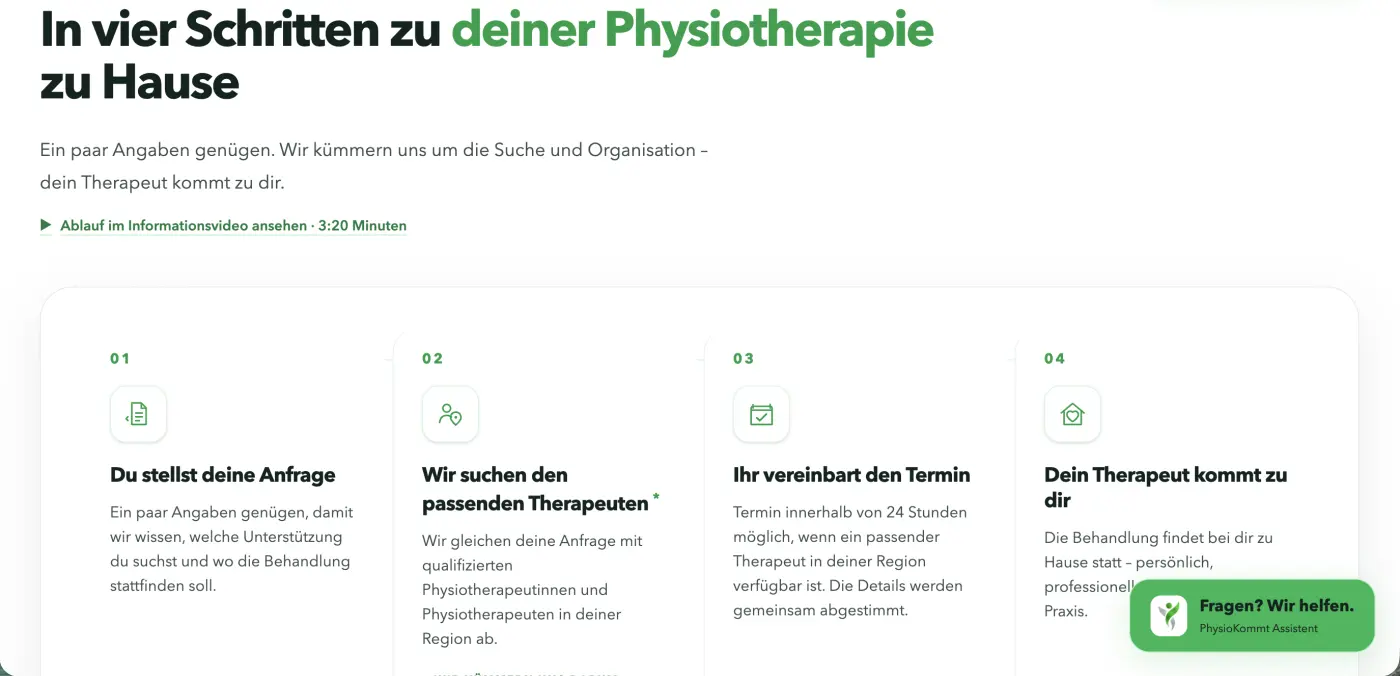 Four steps to arrange home physiotherapy
